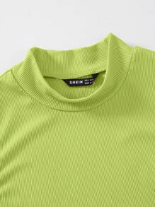 SHEIN Unity Mock Neck Crop Tank Top Without Necklace - Lime Green - View 4