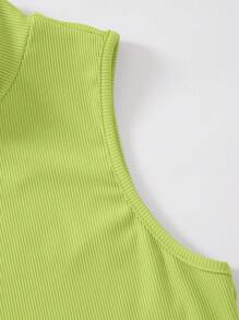SHEIN Unity Mock Neck Crop Tank Top Without Necklace - Lime Green - View 5
