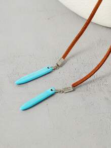 1 chiếc mặt dây chuyền hình lá ngọc lam cổ điển màu nâu đen bằng da choker dây chuyền cổ trang sức nữ bùa hộ mệnh quà tặng bạn thân trang phục hàng ngày quà tặng phụ kiện ngày lễ tình nhân giáng sinh cho phụ nữ - Nhiều màu - Xem 3