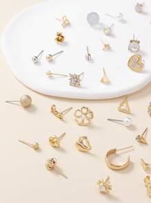 60 Cái/bộ Thời Trang Hợp Kim Kẽm Bướm & Ngọc Trai Giả Trang Trí Bông Tai Nữ Trang Trí Hàng Ngày - Vàng - Xem 5