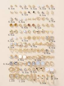 60 Cái/bộ Thời Trang Hợp Kim Kẽm Bướm & Ngọc Trai Giả Trang Trí Bông Tai Nữ Trang Trí Hàng Ngày - Vàng - Xem 6