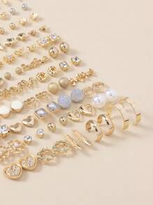 60 Cái/bộ Thời Trang Hợp Kim Kẽm Bướm & Ngọc Trai Giả Trang Trí Bông Tai Nữ Trang Trí Hàng Ngày - Vàng - Xem 8