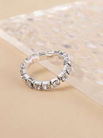 1入組奢華水鑽裝飾戒指適合女士日常裝飾