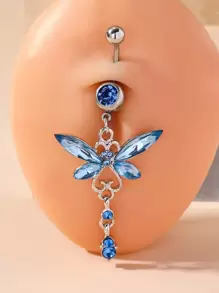 1入組時尚水鑽裝飾肚臍釘適合女士適合派對適合女士和女孩 - 淺藍色 - 查看 1