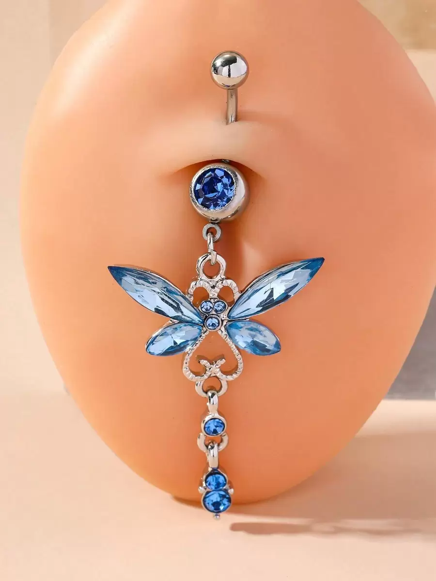 1入組時尚水鑽裝飾肚臍釘適合女士適合派對適合女士和女孩 - 淺藍色 - 查看 1