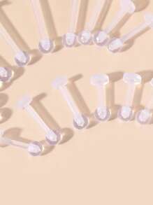 16入組/套前衛不銹鋼球裝飾唇釘適合女士適用於日常生活,不銹鋼首飾類 - 無色 - 查看 4