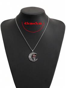 1pc Boho Zinc Alloy Mushroom Decor Moon Charm Necklace For Women For Gift