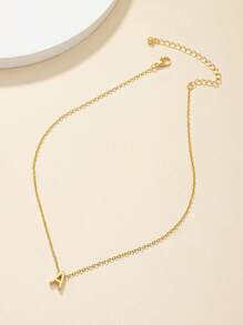 1入組時尚鋅合金單字母墜飾鏈條樣式項鍊適合女士 - 金黃色 - 查看 3