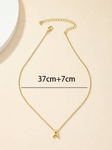 1入組時尚鋅合金單字母墜飾鏈條樣式項鍊適合女士 - 金黃色 - 查看 5
