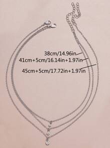 2 Cái/bộ Thời Trang Bằng Thép Không Gỉ Đá Vòng Cổ Cho Nữ Trang Trí Hàng Ngày - Bạc - Xem 3