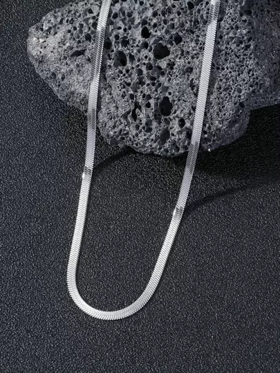 時尚流行1入組時尚不銹鋼簡約男士項鍊日常裝飾珠寶禮物和時尚外觀