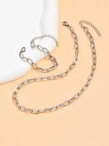 2pcs/set Fashionable Stainless Steel Minimalist Jewelry Set For Women For Daily Decoration