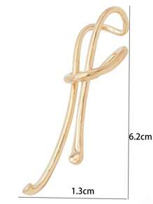 1入組時尚鋅合金結飾耳夾適合女士日常裝飾 - 金黃色 - 查看 3
