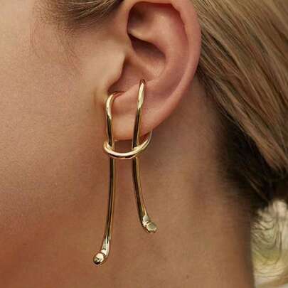 1入組時尚鋅合金結飾耳夾適合女士日常裝飾