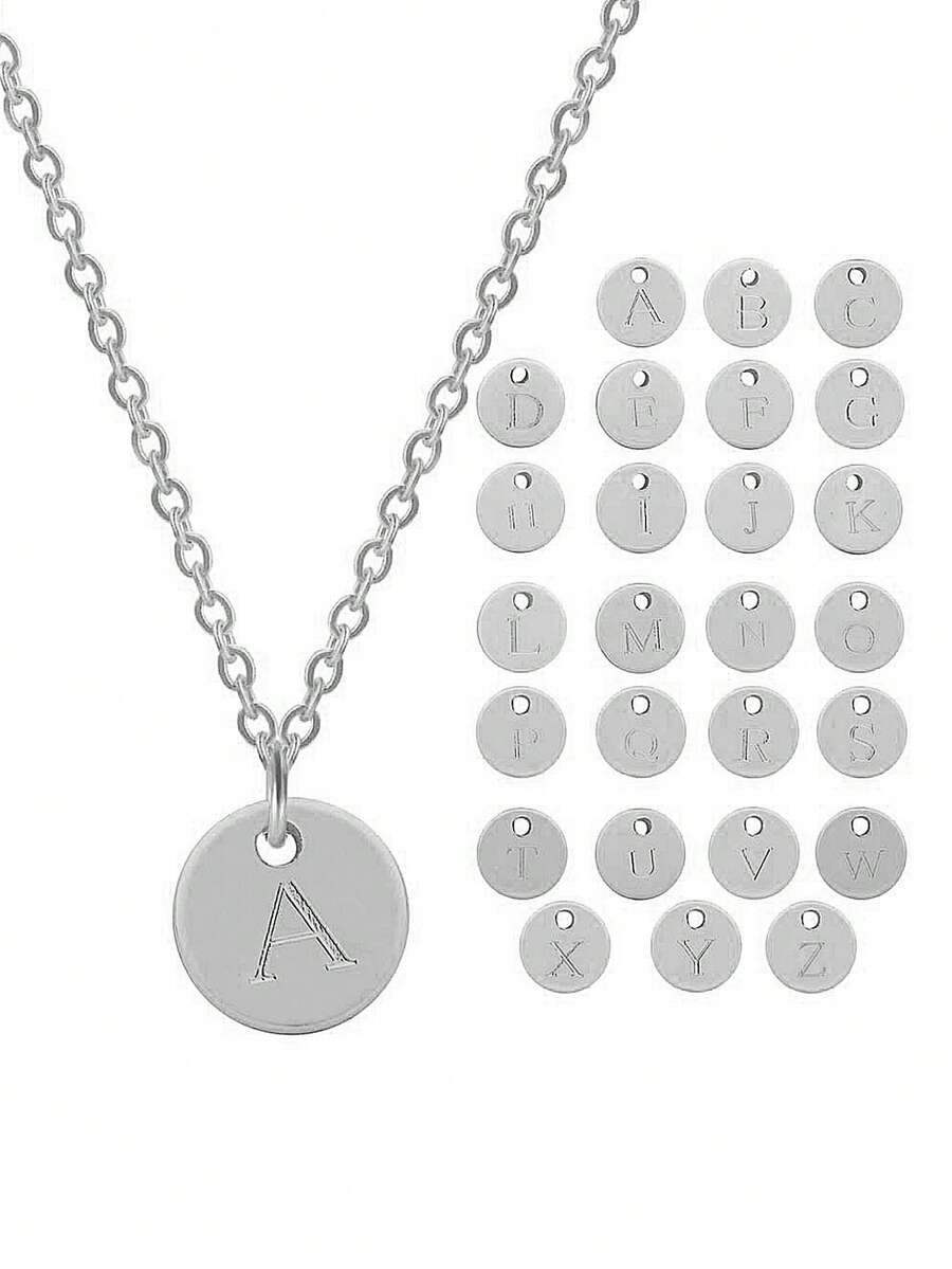 1 PC Thời Trang Họa Tiết Chữ Vòng Vòng Cổ Cho Nữ Trang Trí Hàng Ngày - Bạc - Xem 1