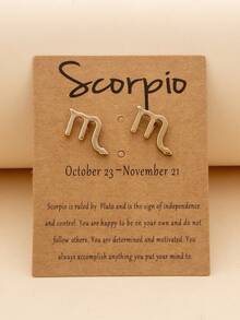 1對時尚鋅合金星座象徵耳釘適合女士日常裝飾 - 金黃色 - 查看 7