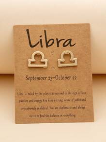 1對時尚鋅合金星座象徵耳釘適合女士日常裝飾 - 金黃色 - 查看 11