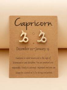 1對時尚鋅合金星座象徵耳釘適合女士日常裝飾 - 金黃色 - 查看 15