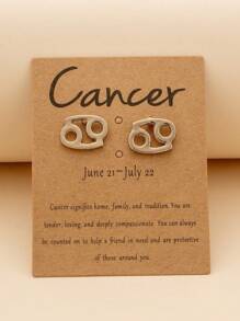 1對時尚鋅合金星座象徵耳釘適合女士日常裝飾 - 金黃色 - 查看 16