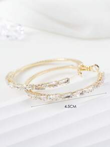 1pair Fashionable Copper Hoop Earrings With Square-Shaped Multicolor Cubic Zirconia For Women, Suitable For Daily Wear, Luxury High-End Party Gift