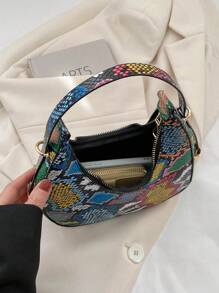 蛇皮壓花流浪包迷你拉鍊 - 彩色 - 查看 5