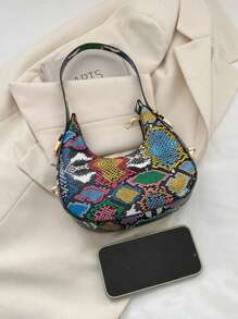 蛇皮壓花流浪包迷你拉鍊 - 彩色 - 查看 6