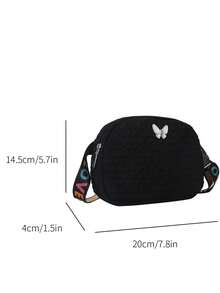 Mini Bum Bag Black Butterfly Decor Dây đeo có thể điều chỉnh cho hàng ngày - màu đen - Xem 5