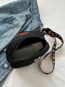 Mini Bum Bag Black Butterfly Decor Dây đeo có thể điều chỉnh cho hàng ngày - màu đen - Xem 6