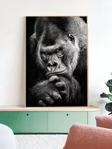 1入組大猩猩圖案無框畫現代化學纖維牆壁藝術畫適用於家居牆壁裝飾