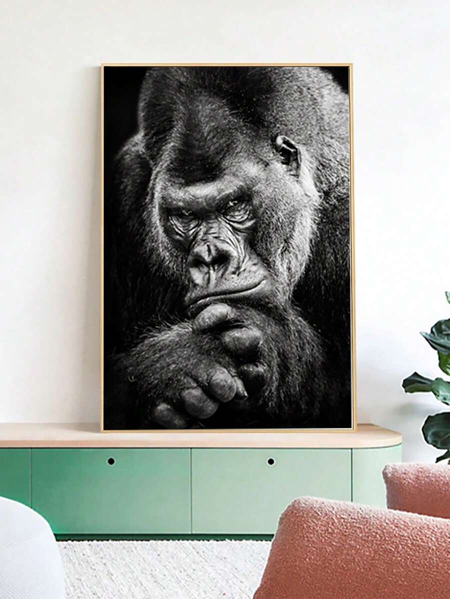 1入組大猩猩圖案無框畫現代化學纖維牆壁藝術畫適用於家居牆壁裝飾