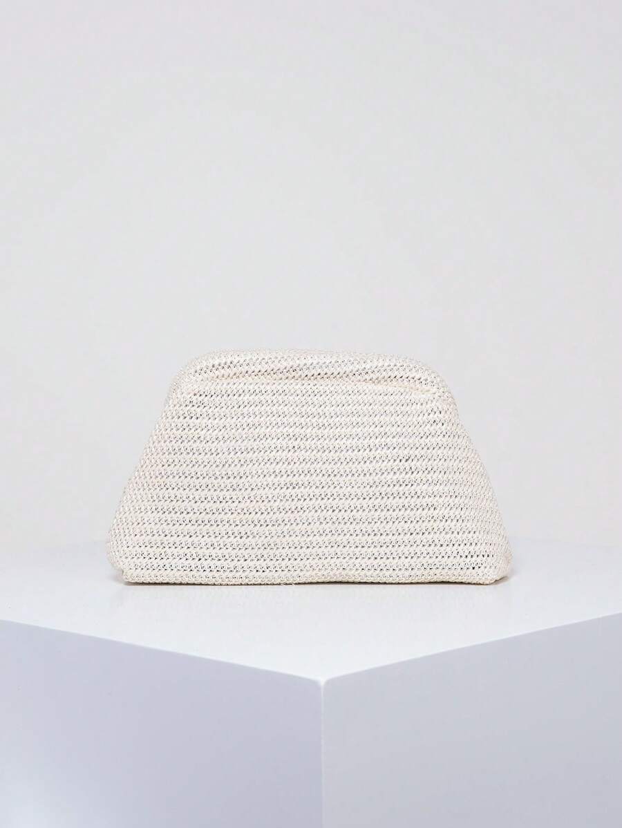 中等貝殼包極簡手拿包適用於日常 - 白色 - 查看 1