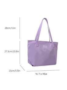 Fashionable,Minimalist,Casual,Large Shoulder Tote Bag Purple Fashionable For Daily For Girl, Teen Girls, Tote Bags For Students, Multiple Compartments, Perfect For Beach, School, Work & Daily Use, Literary School Bag & Bookbag For Women Or Students, Perfect For Books, Shopping, Back To School And More - Purple - View 4