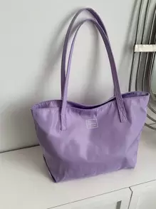 Fashionable,Minimalist,Casual,Large Shoulder Tote Bag Purple Fashionable For Daily For Girl, Teen Girls, Tote Bags For Students, Multiple Compartments, Perfect For Beach, School, Work & Daily Use, Literary School Bag & Bookbag For Women Or Students, Perfect For Books, Shopping, Back To School And More - Purple - View 6