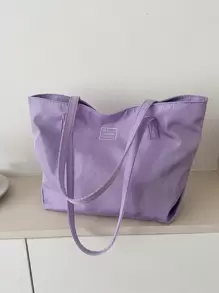 Fashionable,Minimalist,Casual,Large Shoulder Tote Bag Purple Fashionable For Daily For Girl, Teen Girls, Tote Bags For Students, Multiple Compartments, Perfect For Beach, School, Work & Daily Use, Literary School Bag & Bookbag For Women Or Students, Perfect For Books, Shopping, Back To School And More - Purple - View 7