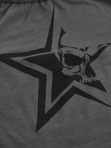 ROMWE Grunge Punk Áo khoác và áo lót dành cho xe tăng nữ Lộ Lưng Hội Chữ thập Dây kéo Xù Thiên hà Lễ Các Thánh Giải trí - Màu xám đen - Xem 4