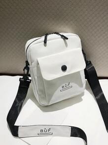 Bolso de hombro de estilo japonés Harajuku minimalista de unicolor, bolso cruzado cuadrado de lona, bolso de ocio adecuado para estudiantes, bolso universitario multifuncional para hombre, bolso de mensajero, bolso cilíndrico, bolso lateral, bolso de viaje de invierno, bolso de tela, bolso de regalo, bolso de campamento, bolso de vuelta al colegio, mochila blanca, artículos escolares de primavera