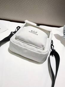 Bolso de hombro de estilo japonés Harajuku minimalista de unicolor, bolso cruzado cuadrado de lona, bolso de ocio adecuado para estudiantes, bolso universitario multifuncional para hombre, bolso de mensajero, bolso cilíndrico, bolso lateral, bolso de viaje de invierno, bolso de tela, bolso de regalo, bolso de campamento, bolso de vuelta al colegio, mochila blanca, artículos escolares de primavera