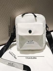 Bolso de hombro de estilo japonés Harajuku minimalista de unicolor, bolso cruzado cuadrado de lona, bolso de ocio adecuado para estudiantes, bolso universitario multifuncional para hombre, bolso de mensajero, bolso cilíndrico, bolso lateral, bolso de viaje de invierno, bolso de tela, bolso de regalo, bolso de campamento, bolso de vuelta al colegio, mochila blanca, artículos escolares de primavera