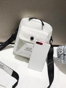 Bolso de hombro de estilo japonés Harajuku minimalista de unicolor, bolso cruzado cuadrado de lona, bolso de ocio adecuado para estudiantes, bolso universitario multifuncional para hombre, bolso de mensajero, bolso cilíndrico, bolso lateral, bolso de viaje de invierno, bolso de tela, bolso de regalo, bolso de campamento, bolso de vuelta al colegio, mochila blanca, artículos escolares de primavera