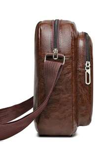 Mini Square Bag Brown Zipper Front Adjustable Strap For Daily, Handbag Schoolbag Sling Bag Sport Bag For High School University Student For Travel College School Waterproof Gifts For Men College Bag Fathers Day Gifts Summer Medieval Dad Vintage Bag Freshman For Books Back To School Multi-Functional Dorm Crossbody Bag Shoulder Bag Side Bag Students Commute Summer Bag Sling Bag For Man Man Bag Cross Body Bag Side Bag School Supplies Fall Messenger Bag Bag For Man Cylinder Bag Old Money Halloween Christmas Scream Men Bag Bag For Men - Brown - View 4