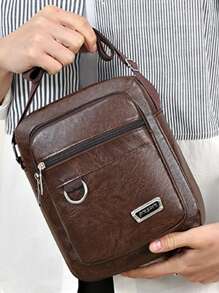 Mini Square Bag Brown Zipper Front Adjustable Strap For Daily, Handbag Schoolbag Sling Bag Sport Bag For High School University Student For Travel College School Waterproof Gifts For Men College Bag Fathers Day Gifts Summer Medieval Dad Vintage Bag Freshman For Books Back To School Multi-Functional Dorm Crossbody Bag Shoulder Bag Side Bag Students Commute Summer Bag Sling Bag For Man Man Bag Cross Body Bag Side Bag School Supplies Fall Messenger Bag Bag For Man Cylinder Bag Old Money Halloween Christmas Scream Men Bag Bag For Men - Brown - View 7