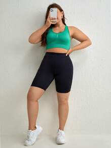 Plus Ruched Sports Bra - Green - View 3