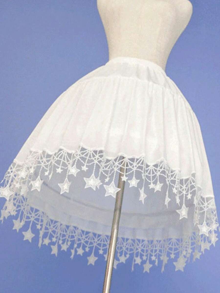 1 chiếc váy lót ren guipure trang trí hình ngôi sao tương phản thanh lịch dành cho tiệc cưới mùa thu dành cho nữ - Màu be - Xem 1