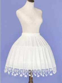 1 chiếc váy lót ren guipure trang trí hình ngôi sao tương phản thanh lịch dành cho tiệc cưới mùa thu dành cho nữ - Màu be - Xem 3