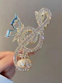 1 件女士金色闪亮音符形发夹，适合日常佩戴派对发夹爪夹发夹发夹发夹发夹发夹，学校用品，学院秋冬发饰，适合女士度假装扮 - 金色 - 查看 6