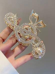 1 件女士金色闪亮音符形发夹，适合日常佩戴派对发夹爪夹发夹发夹发夹发夹发夹，学校用品，学院秋冬发饰，适合女士度假装扮 - 金色 - 查看 8