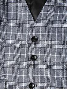 Manfinity Mode 男士1入組格紋印花馬甲 - 灰色 - 查看 4