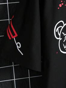 Manfinity Homme Men Cartoon & Letter Graphic Tee For Summer,Fall - Black - View 3