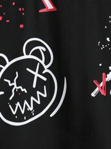 Manfinity Homme Men Cartoon & Letter Graphic Tee For Summer,Fall - Black - View 4