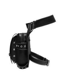 哥特式腰包金屬鏈條裝飾斜挎包蒸汽朋克機車包 - 黑色 - 查看 3